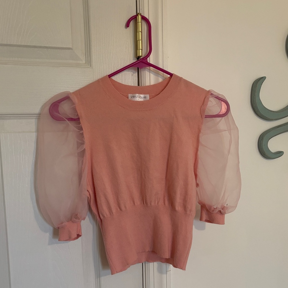 Vestique Puff Sleeved Pink Top